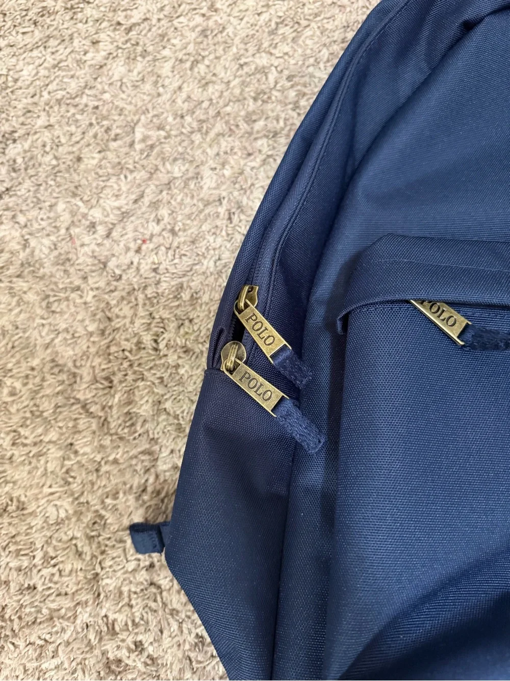 Polo Ralph Lauren School Backpack Bear Logo Navy Blue Laptop Pocket Backpack Bag